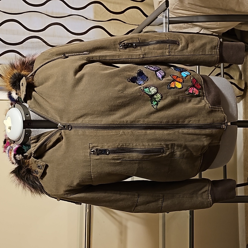 Lightly Used Jocelyn Butterfly Fur Lined Bomber